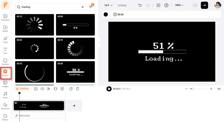 Use readymade loading screen video in FlexClip