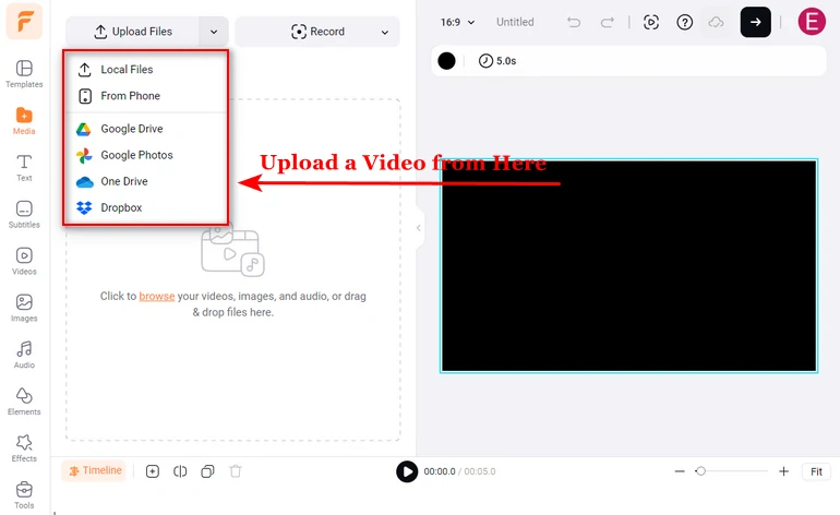 Upload a Video to FlexClip