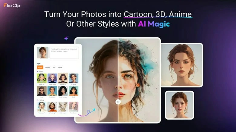 Transform Pictures into Cartoon Styles with FlexClip's AI Image-to-image Tool