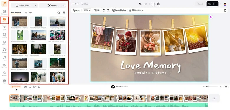 Upload Media Resources to FlexClip for Love Video Making