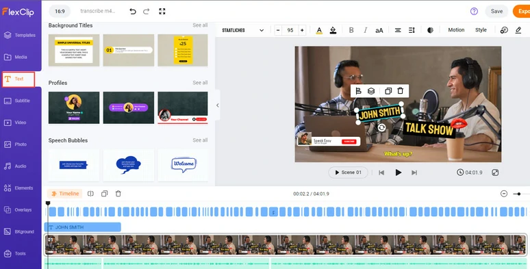Add editable text animations for video titles and call-to-actions in the video