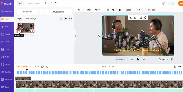 Add images and clips to add visuals to your M4A recordings and make it more engaging