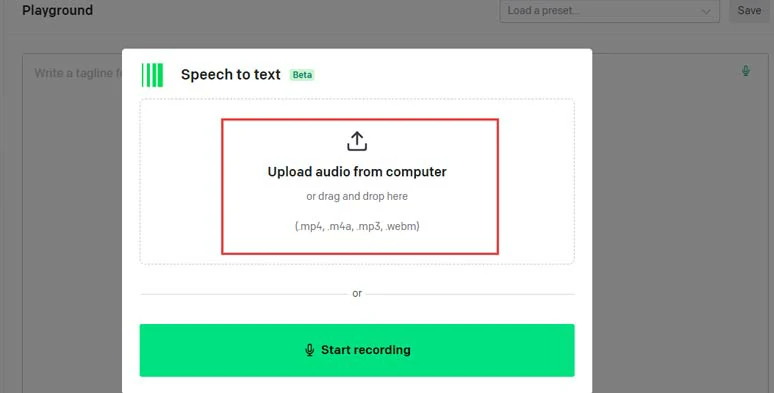 Upload your M4A file to OpenAI Playground