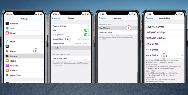 Set the recording quality on iPhone