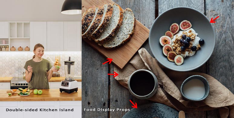 Double-sided kitchen island and food display pros are essential