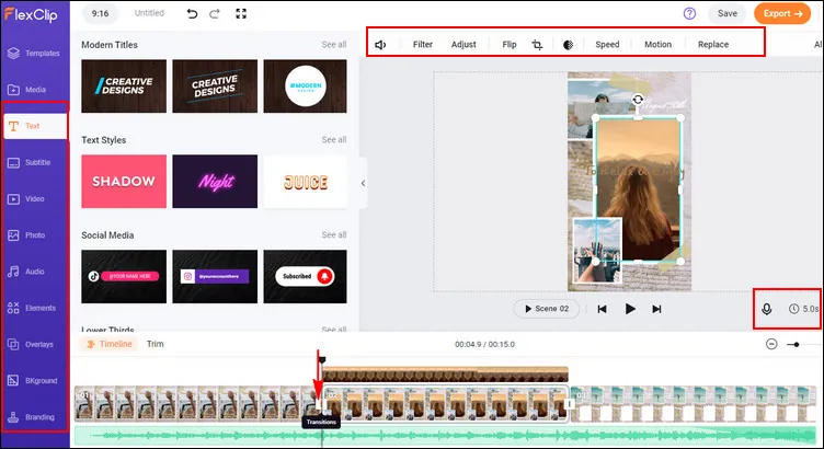 Make a TikTok Video with Different Scenes with FlexClip - Edit