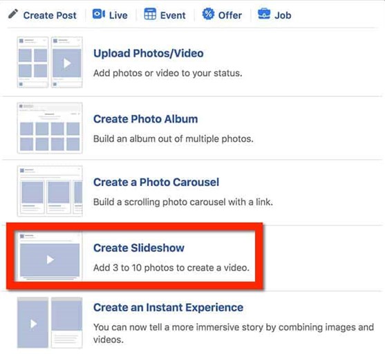 How to Make a Video on Facebook - Step 2