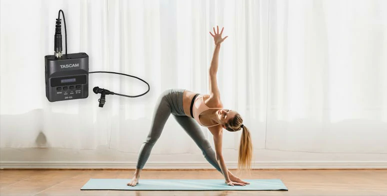 Record the audio of a workout video by a lavalier audio recorder