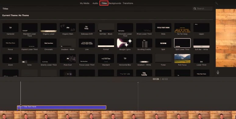 Drag and drop an animated title to the timeline in iMovie