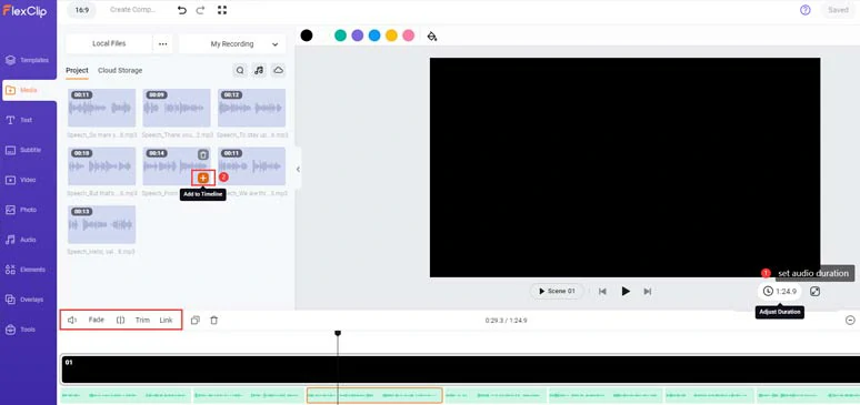 Set audio newsletter duration and align all AI voices to the timeline