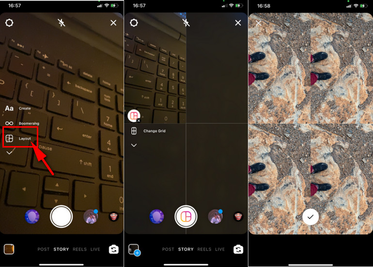 Create a Collage on Instagram Story with Layouts