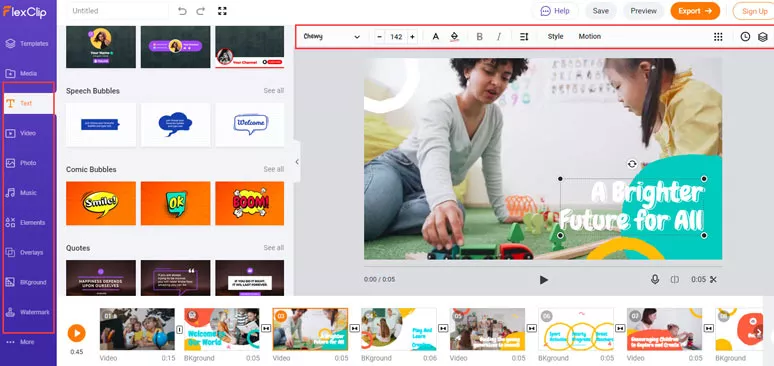 Use different tools to customize the video template
