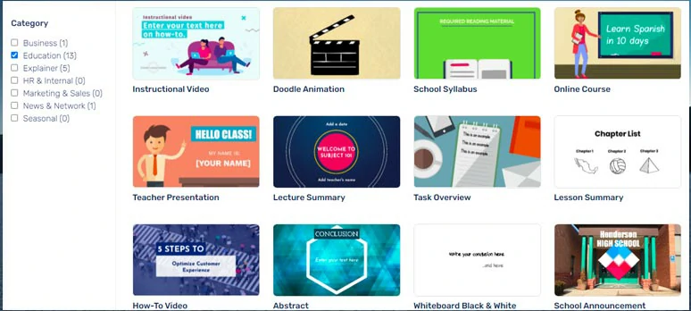 Educational video templates of Moovly