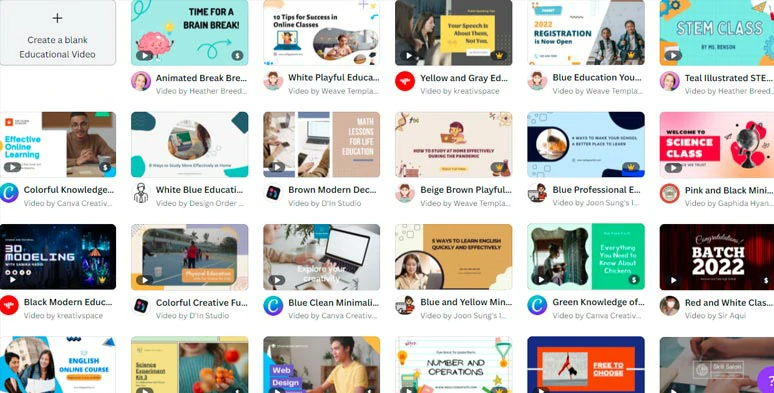 Canva’s educational video templates for YouTube
