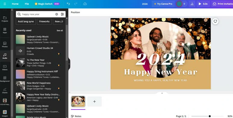 Make great Happy New Year eCards by Canva online