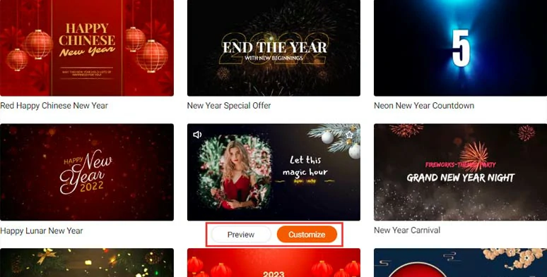 Select a free Happy New Year eCard to begin with