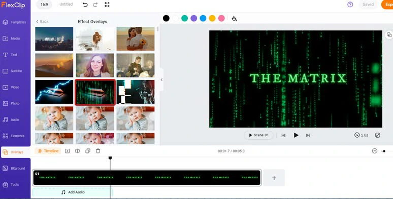 Apply creative Matrix effect overlay to instantly make Matrix digital rain effects