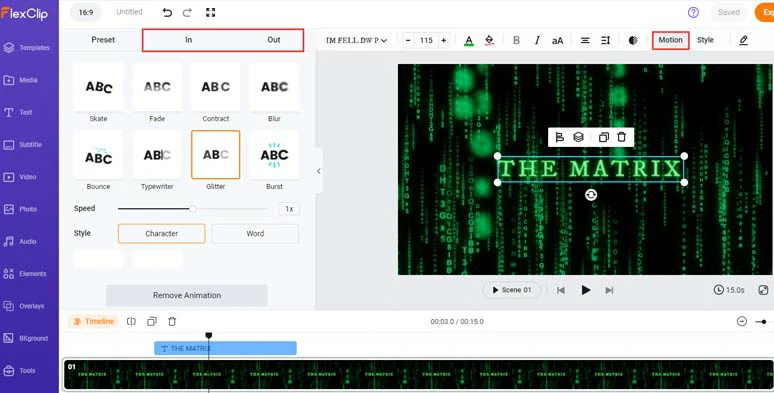 Easily animate Matrix title with styles