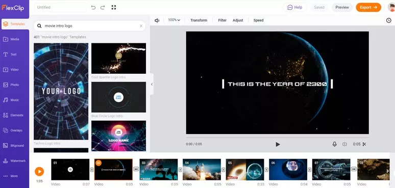 FlexClip movie intro maker