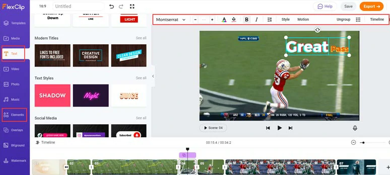 Add animated captions or elements to NFL highlights videos 