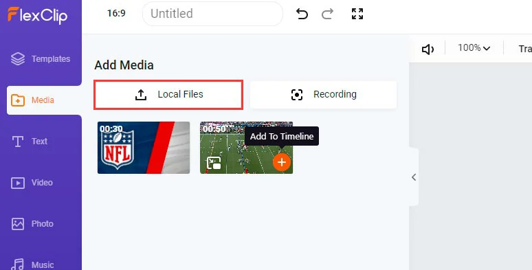 Add NFL footage to FlexClip