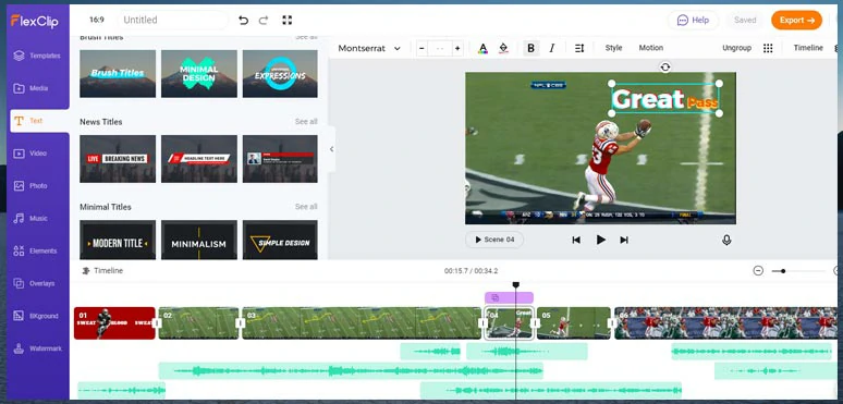 Create NFL highlights videos by FlexClip