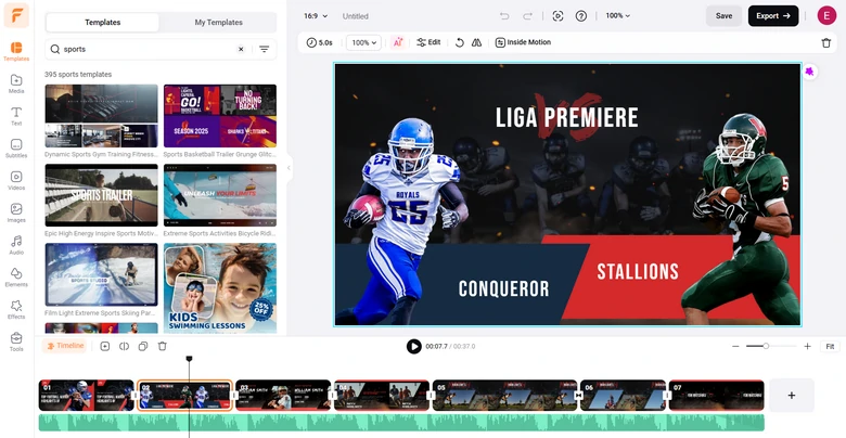 Create NFL highlights videos by FlexClip