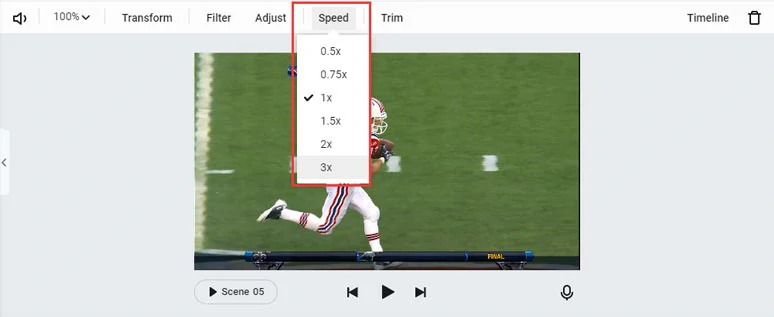 Speed up the NFL highlights video to create the dynamic.