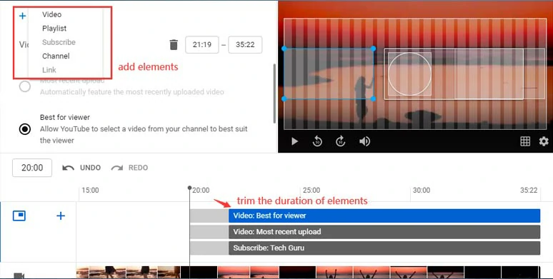 Customize the YouTube outro elements by YouTube Studio