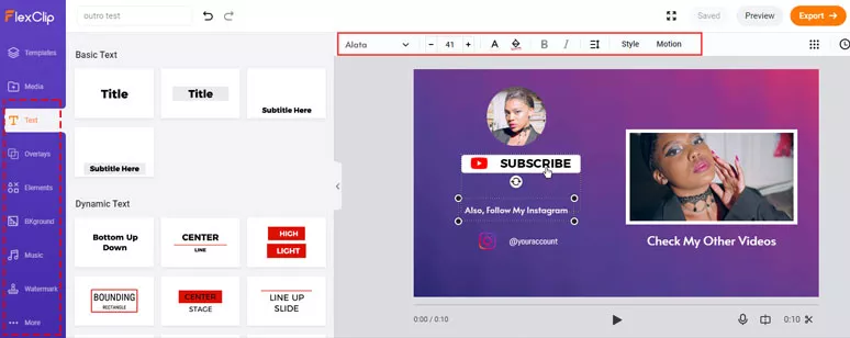 Customize the fonts, elements, etc. of a YouTube template
