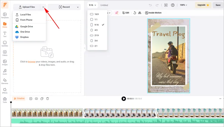Make Reels with Photos with FlexClip - Step 1