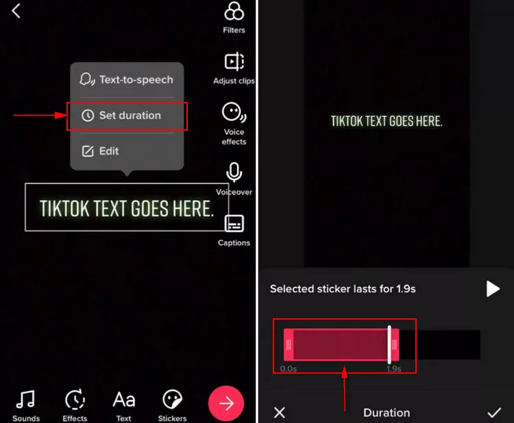 Set TikTok Video Text Duration