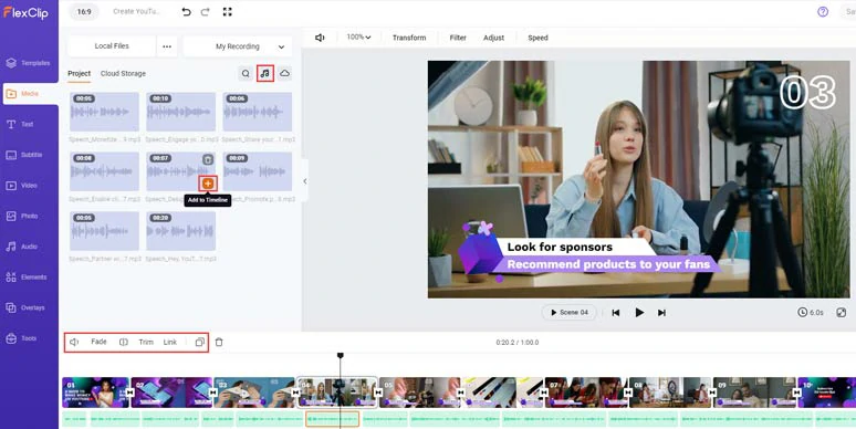 Align AI voices to the right video scenes on the timeline