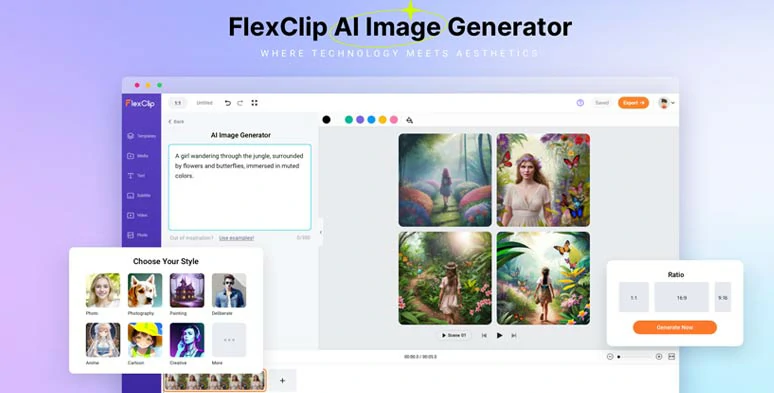 Easily convert text to images by FlexClip AI image generator