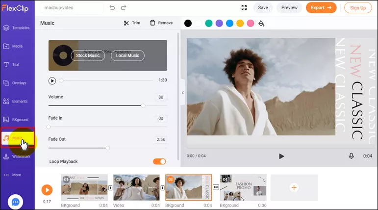 Add Music to the Mashup Video