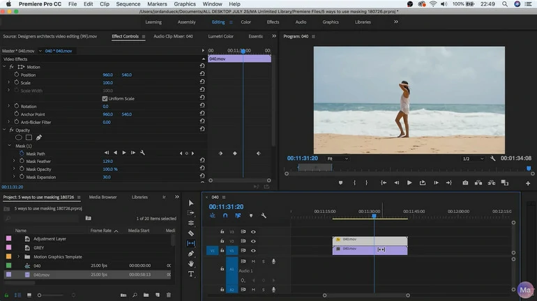 Adobe Premiere Pro Mask Video Editor