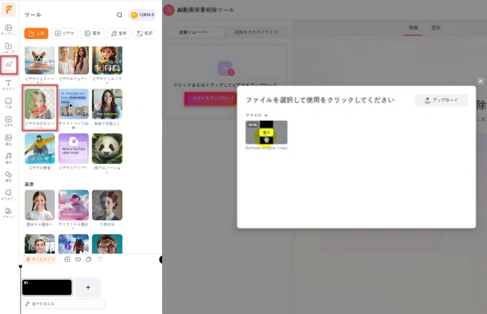 ビデオ背景を削除