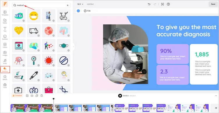 Add Elements to Medical Video - FlexClip