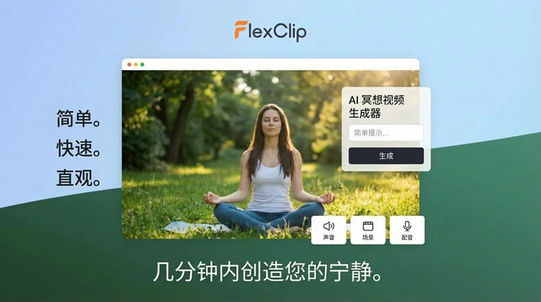 最好用的线上 AI 冥想视频制作工具 - FlexClip