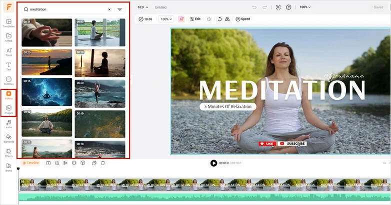 Get Matchable Meditation Visuals in FlexClip's Built-in Stock