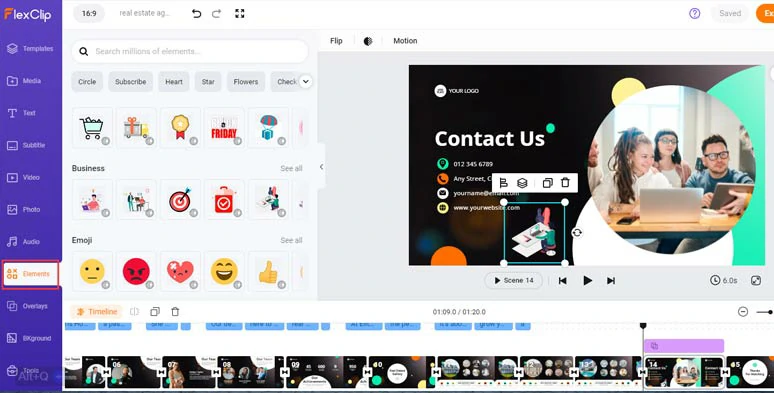 Add animated business illustrations and funny emojis to meet the team video