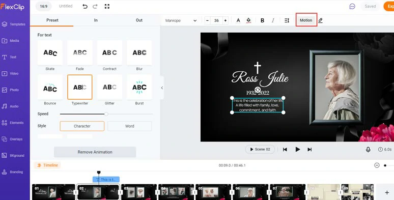 Easily animate texts, photos, clips, and other video elements