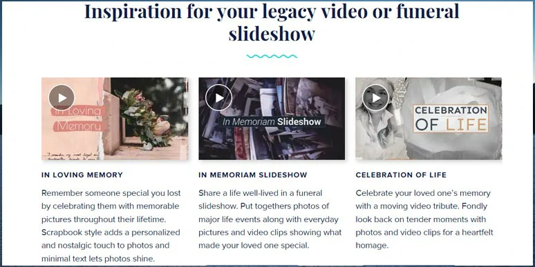 Well-crafted memorial video templates of Animoto