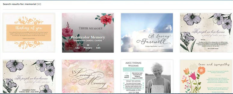 Elegant and floral memorial video templates of Smilebox memorial video maker.