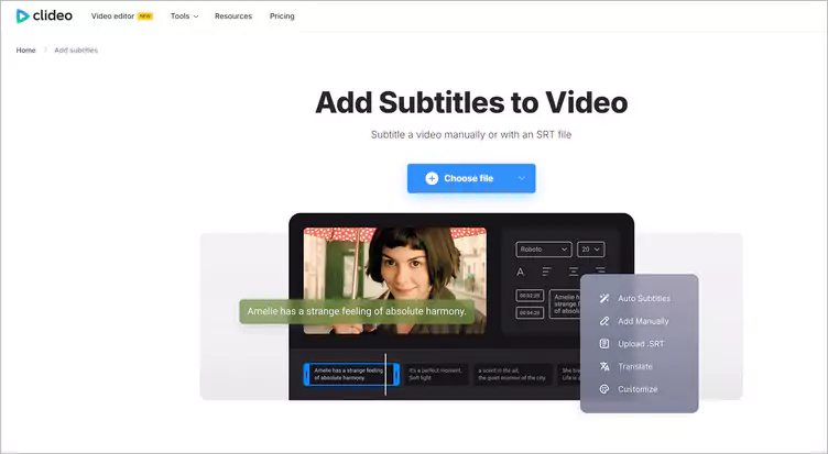 Merge Subtitles with Video - Clideo