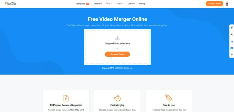 Open FlexClip Video Merger in Your Browser
