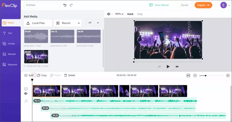 How to Mix Audio Tracks Into One for A Video with FlexClip - Mix Audios