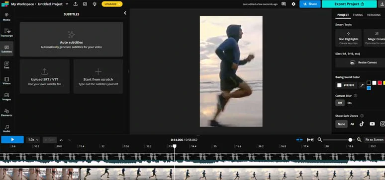 Auto-generate subtitles for motivational reels