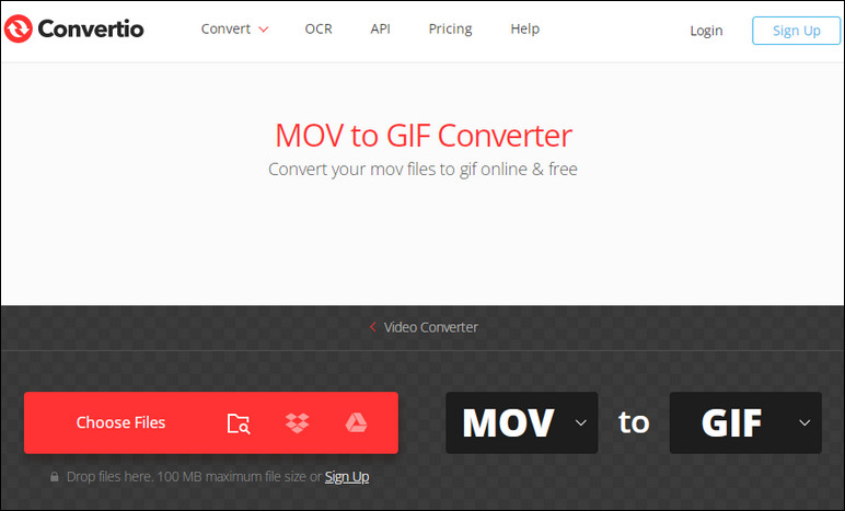 Conversor Online Gratuito de arquivos MOV para GIF