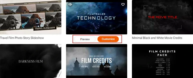 Select a free movie trailer template
